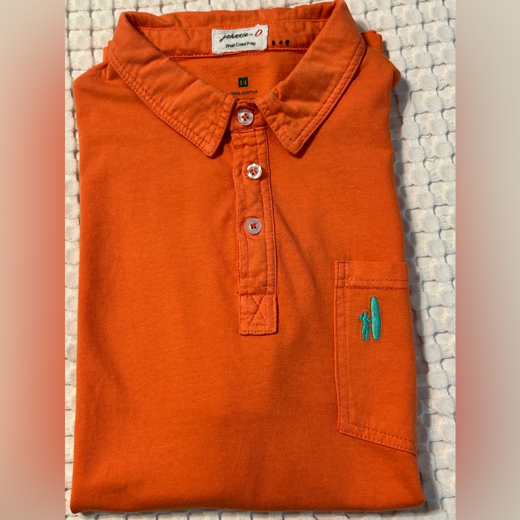 Johnnie-O Boys Polo Orange Size 14 Preowned